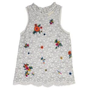 White Lace Floral Sleeveless Top Embroidered Maeve Macie Anthropologie Size 2